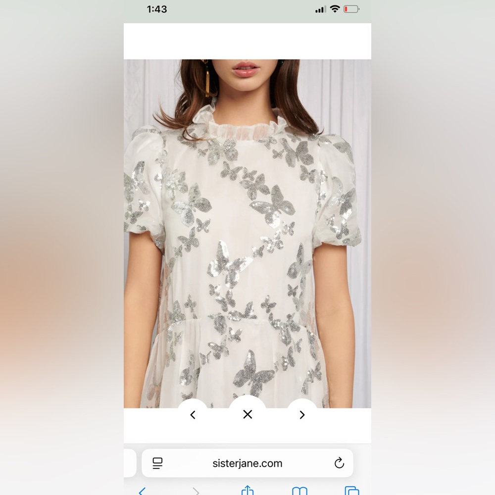 Sister Jane Ivory Dress with Metallic Butterfly Accents